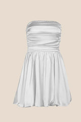Strapless Pink Satin A-line Short Bubble Dress