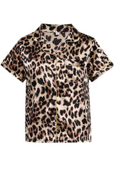 Two Piece Leopard Short Sleeves Pajamas Set