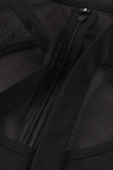 High Neck Embroidery Black Swing Dress