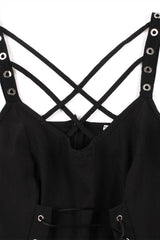 Lace-Up Black Witch Dress for Halloween