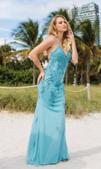 Faviana Long Open-Back Light Pink Prom Gown
