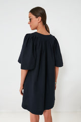 Deep Navy Finley Flutter Sleeve Dress