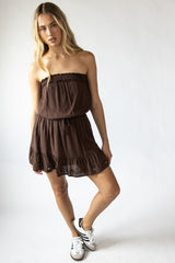 Sequin Flower Strapless Mini Dress
