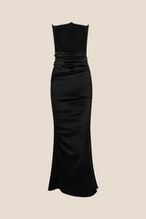 Strapless Red Ruched Mermaid Long Dress