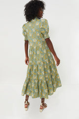 Blue and Green Leafy Floral Bennett Maxi Dress