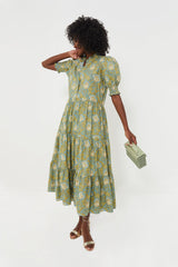 Blue and Green Leafy Floral Bennett Maxi Dress