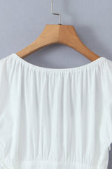 White Lace Patchwork Cotton Short Dress