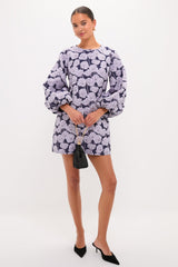 Lilac & Navy Floral Jacquard Janie Mini Dress