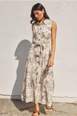 Mei Collared Button Up Maxi Shirt Dress