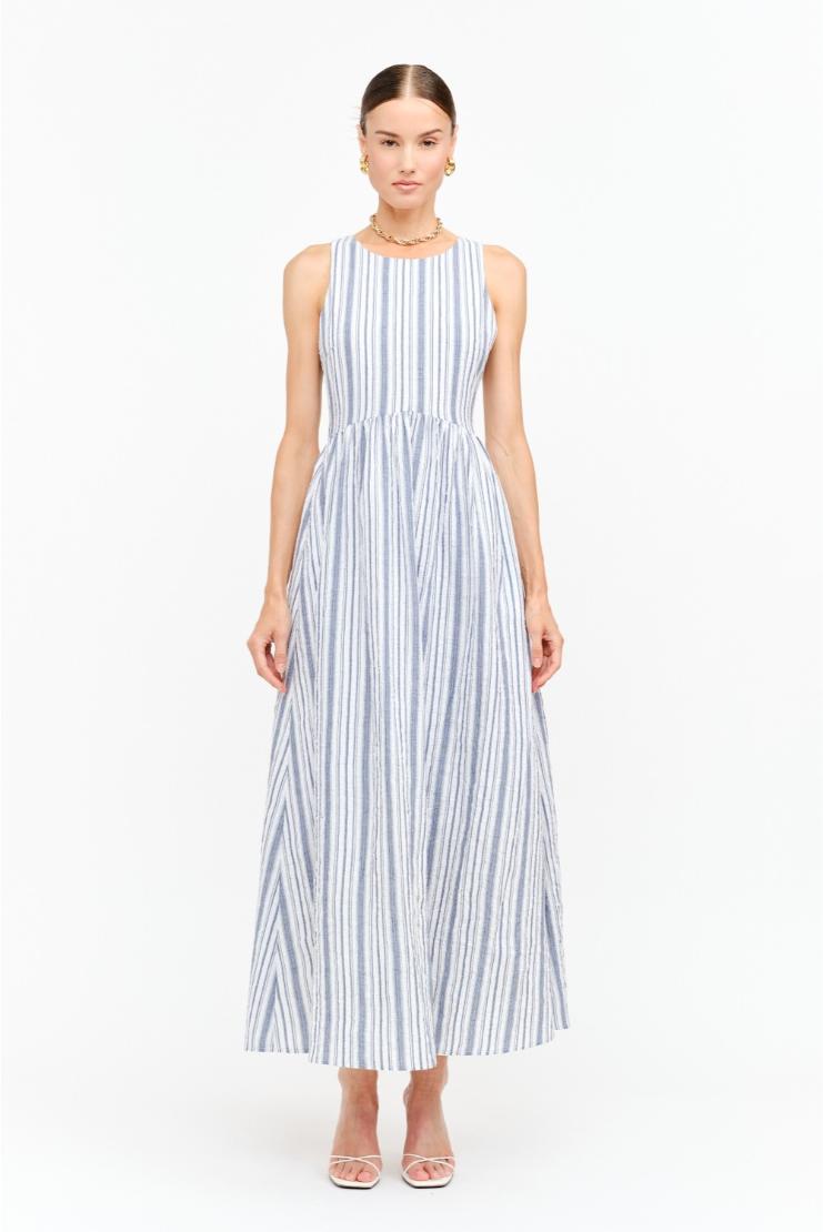 Liz Striped Linen Midi Dress