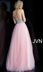 Long Jovani Strapless Blush Pink Prom Dress