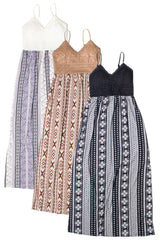 Lace Top Border Print Maxi Dress