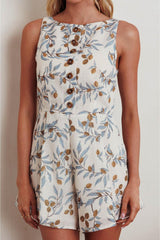 Brandy Branches Print Sleeveless Romper