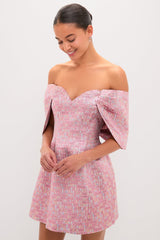 Pink Multi Jacquard Off-the-Shoulder Kara Mini Dress