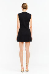 Carly Gold Buttons Knit Mini Dress