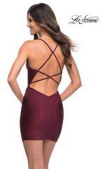 La Femme Short Sexy Homecoming Dress with Beading