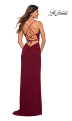Strappy Open-Back La Femme Long Jersey Prom Dress