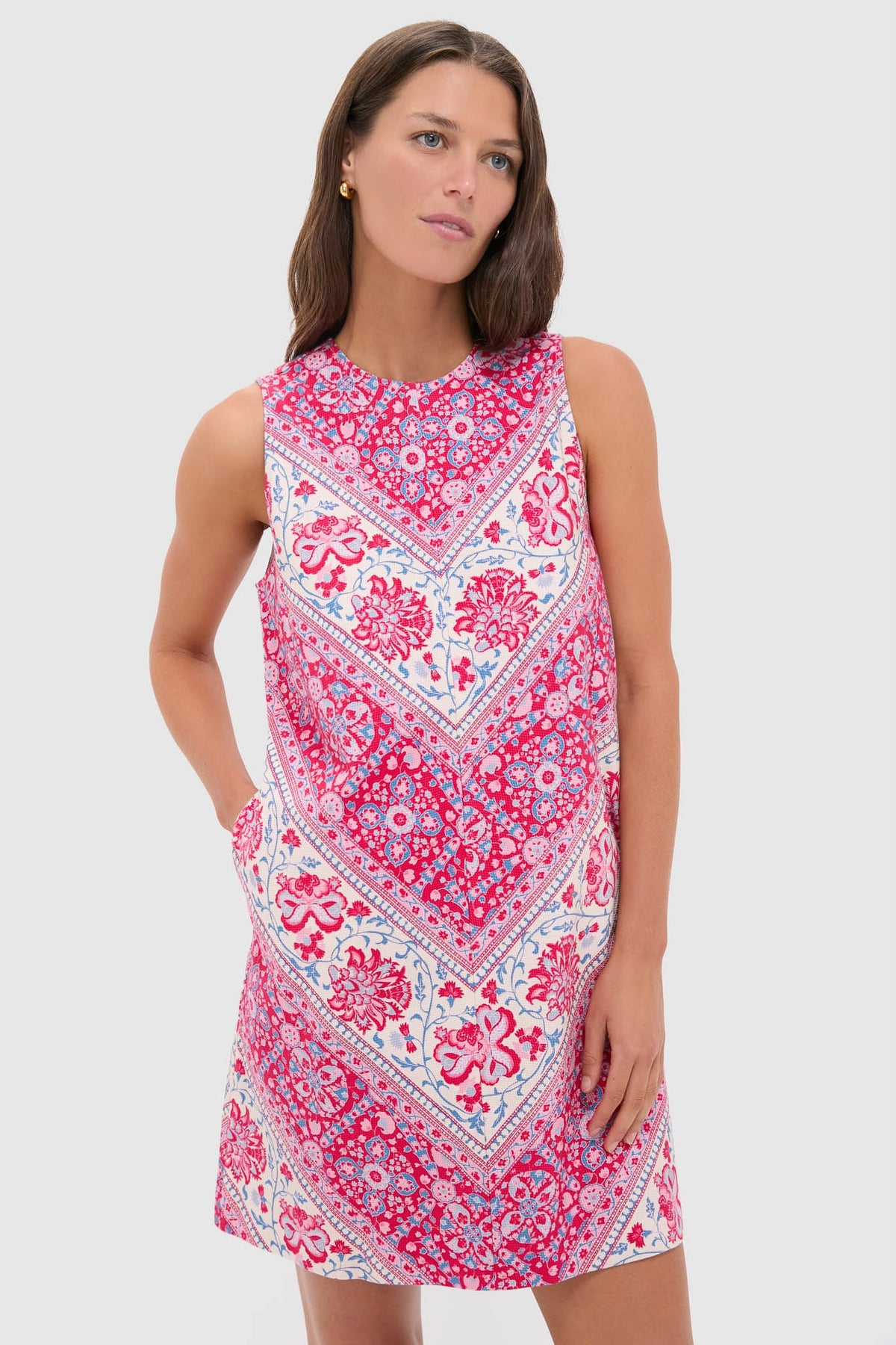Cerise Chevron Cotton Marlowe Dress