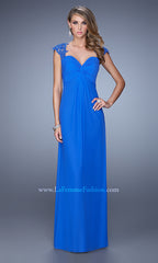 Open-Back Empire-Waist Long La Femme Prom Dress