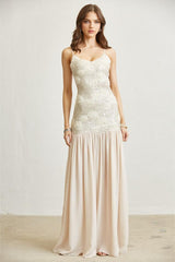 Heavenly 3D Florals Sequin Chiffon Maxi Dress