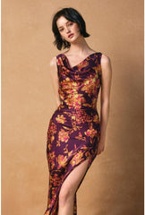 Magnolia Cowl Neck Satin Maxi Dress
