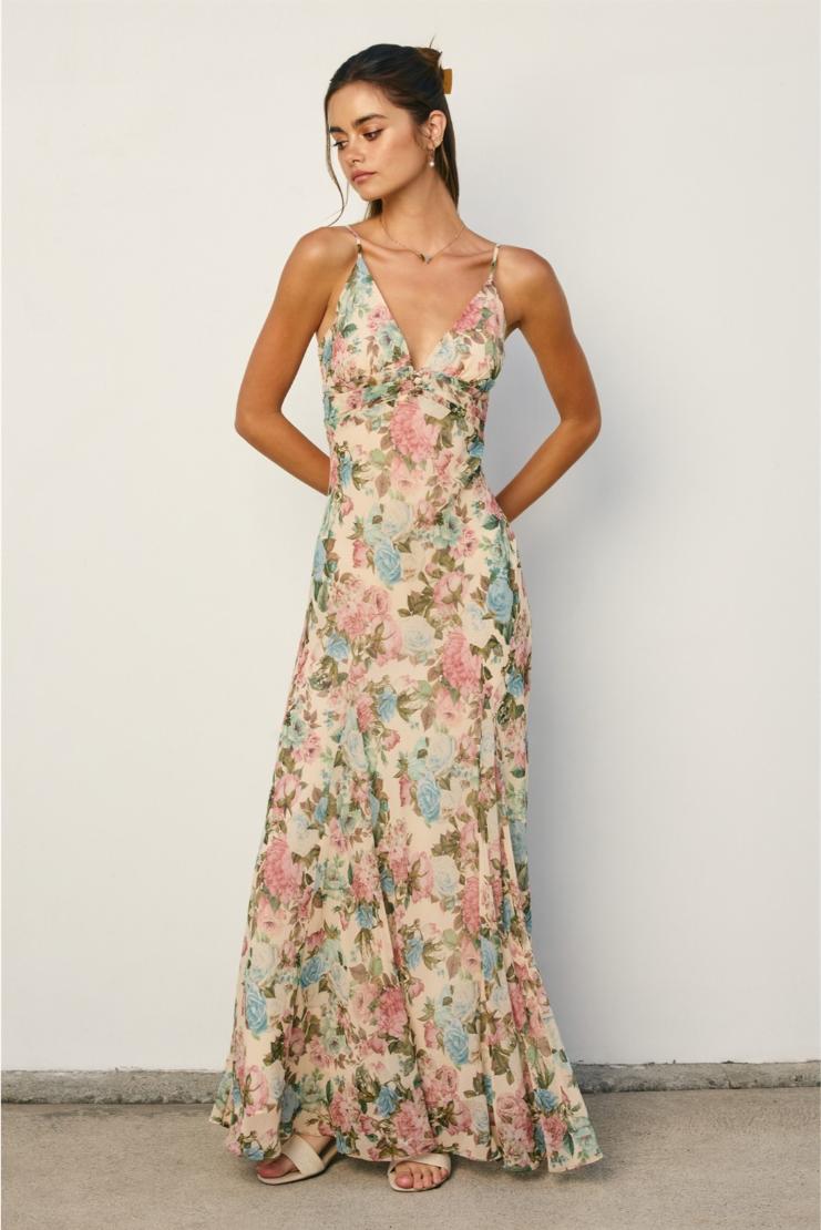 Delaney Floral Godet Maxi Dress