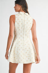 Maya Beaded Tweed Sleeveless Flared Mini Dress