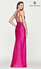 Long One-Shoulder Hot Pink Prom Dress by Faviana