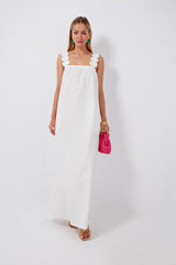 Off White Bubble Long Dress with Straps