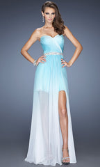 La Femme Strapless Ombre High-Low Prom Dress