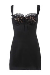 White Satin and Lace Short Dress
