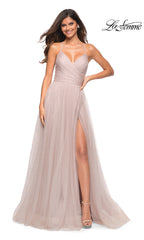 Lace-Up Back Long Prom Ball Gown by La Femme