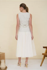 Diana Striped Vest Mixed Media Maxi Dress