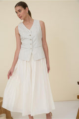Diana Striped Vest Mixed Media Maxi Dress