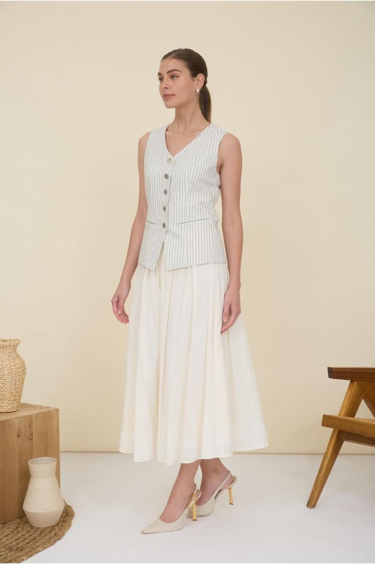 Diana Striped Vest Mixed Media Maxi Dress