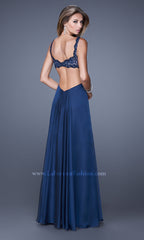 V-Neck La Femme Long Dress with Cut Out Sides