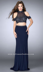 Two-Piece Cold-Shoulder Long Jersey Dress