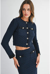 Adeline Long Sleeve Crop Jacket & Midi Skirt (Sold Separately)