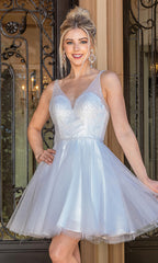 Sequin-Bodice Glitter Short Prom Dress