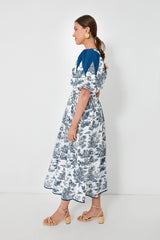 Blue Toile Reynolds Midi Dress