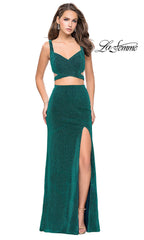 Long La Femme Open-Back Two-Piece Prom Dress
