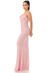 Eleanor Sequin Embellished Mermaid Gown - Pink