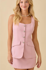 Regina George Button Blazer Romper - Rose Pink