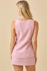 Regina George Button Blazer Romper - Rose Pink