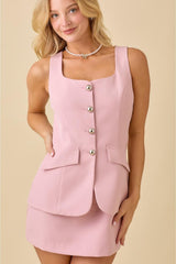Regina George Button Blazer Romper - Rose Pink