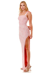 Felicity Sequin Bow Embellishments Maxi Gown - Pink
