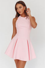 Hailey Halter Fit 'N Flare Mini - Pink