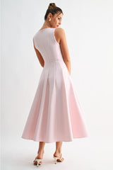 Manon Sleeveless Pocket Midi Dress - Pink