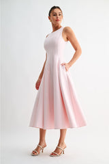 Manon Sleeveless Pocket Midi Dress - Pink