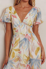Melony Puff Sleeve Floral Print Maxi Dress